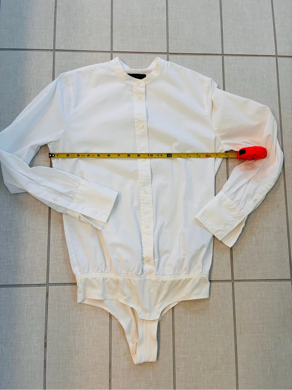J. Crew White Cotton Riund Collar Button-Down Bodysuit Shirt 4